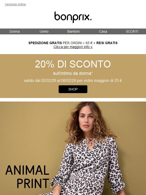 20% di sconto sull'intimo!
