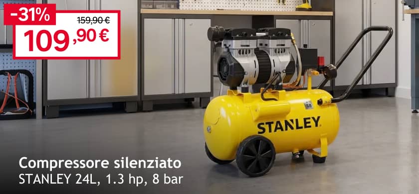 scopri il prodotto compressore silenziato stanley 24 litri