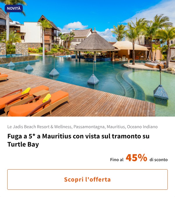 Fuga a 5* a Mauritius con vista sul tramonto su Turtle Bay