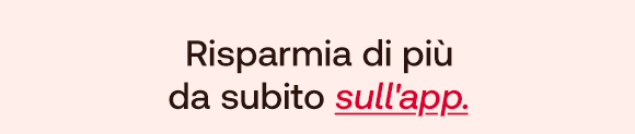 Testo su sfondo giallo: Risparmia di piu da subito sull'app.