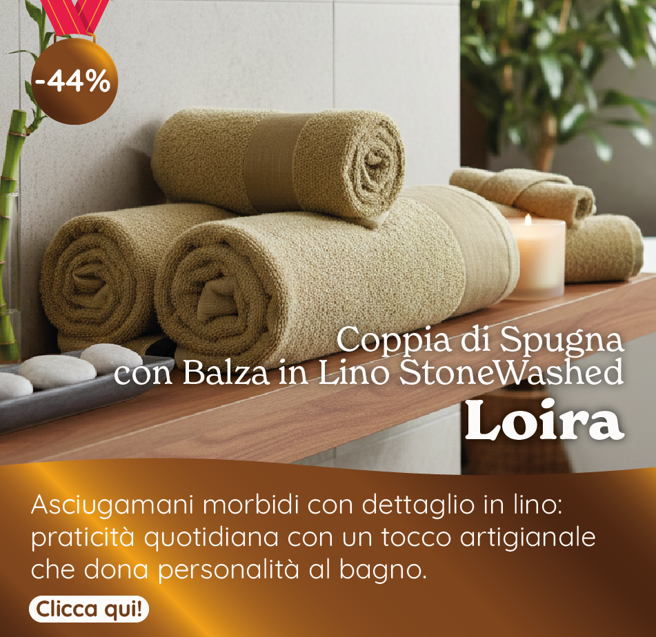 Coppia di Spugna con Balza in Lino StoneWashed - Loira