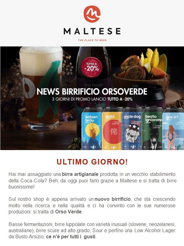 Ultimo giorno: tutte le birre di Orso Verde in sconto del 20%!