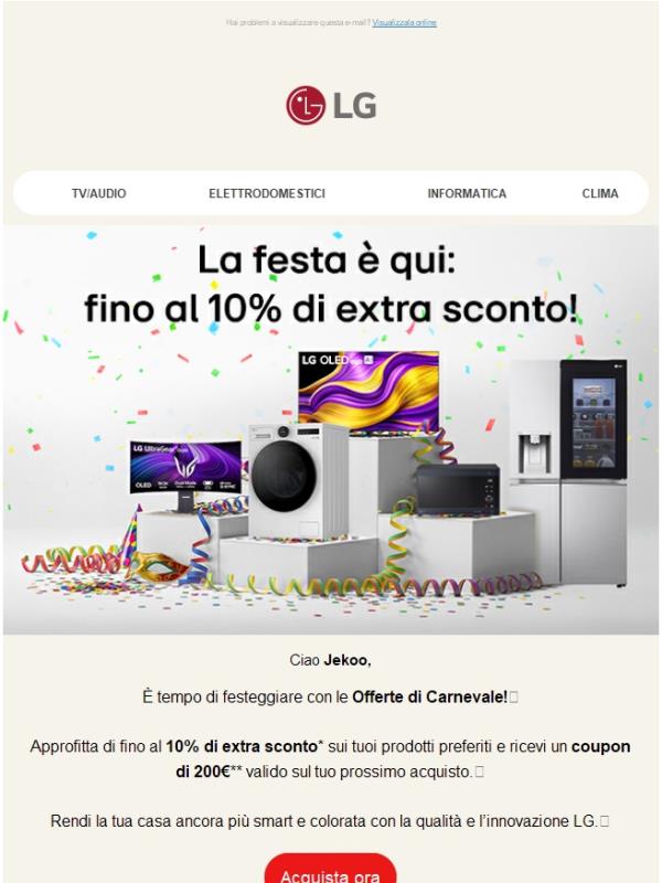 🎭 La festa è qui: fino al 10% di extra sconto!
