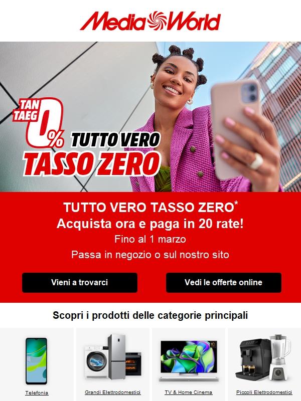 TASSO ZERO: scegli ora, paga in 20 rate