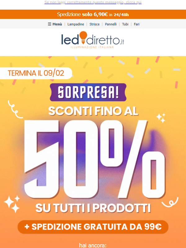 👉 SORPRESA! 🤩 SCONTO 50% su tutti i prodotti, ma solo fino al 9 febbraio