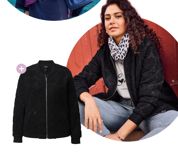 Blusotto in teddy con cuori, colletto e maniche lunghe