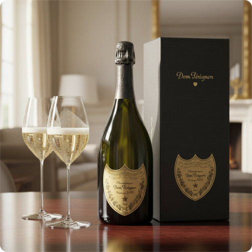 Dom Pérignon 2013 Gift-Boxed + 2 Riedel Superleggero Flute Glasses