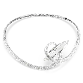 Choker Matrix, taglio baguette, bianco, placcato rodio