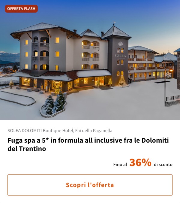 Fuga spa a 5* in formula all inclusive fra le Dolomiti del Trentino