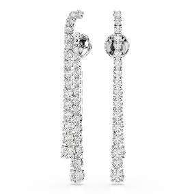 Orecchini pendenti Matrix, gradazione di tagli tondi, bianco, placcato rodio