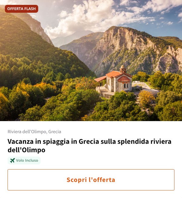 Vacanza in spiaggia in Grecia sulla splendida riviera dell'Olimpo