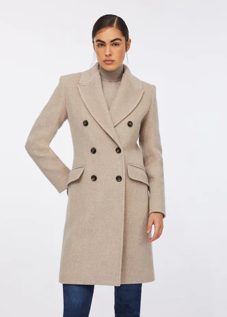 Cappotto Doppiopetto in Lana / Beige