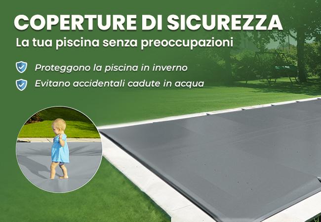 Coperture di sicurezza, proteggi la tua piscina in inverno, evita accidentali cadute in acqua