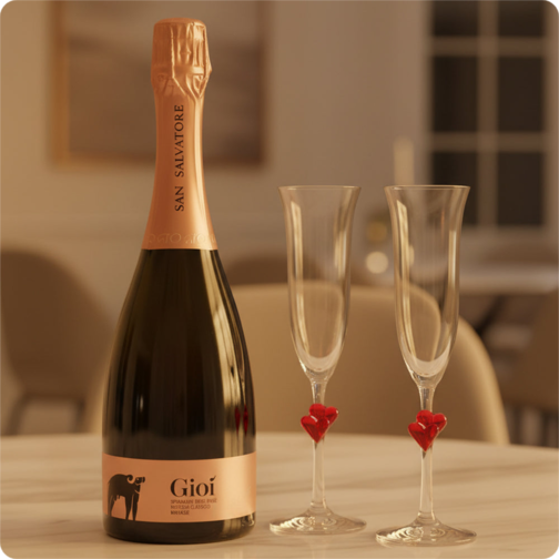 Gioì Extreme Brut Rosé Classic Method 2019 San Salvatore 1988 + 2 Flute Glasses L’Amour 17.5 cl