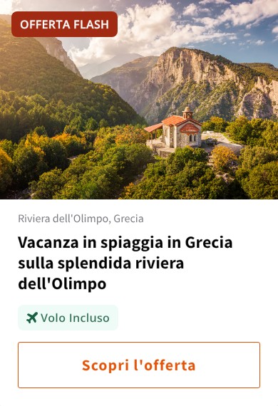 Vacanza in spiaggia in Grecia sulla splendida riviera dell'Olimpo