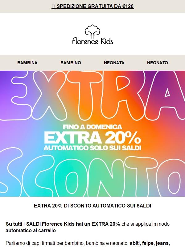 ✨ Extra 20% automatico sui saldi Florence Kids