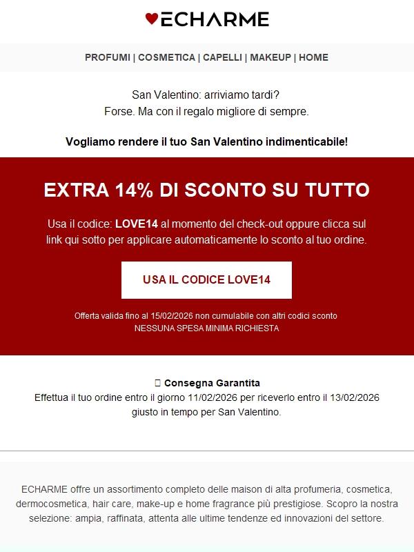 San Valentino in ritardo? Ci facciamo perdonare con Extra 14%! 💖
