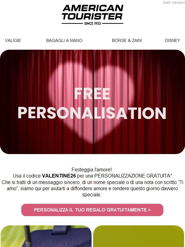 Festeggia l'amore! Personalizza gratuitamente la tua valigia