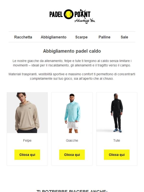 Abbigliamento padel caldo – felpe, giacche e tute