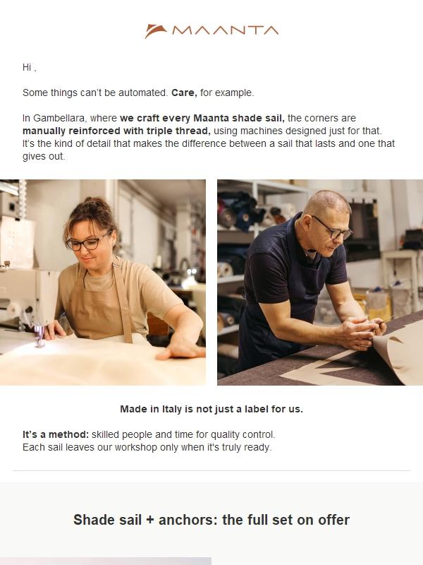 Shade sails and anchors at special conditions until 16/02