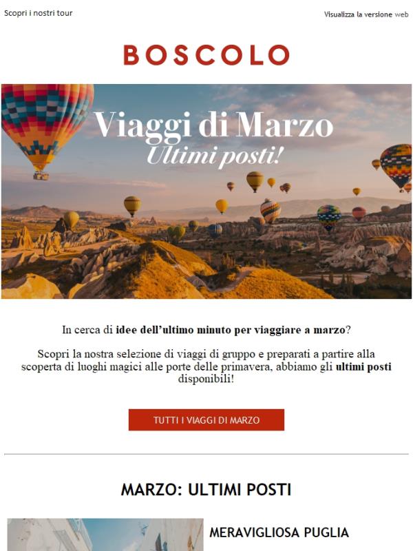Ultimi posti per viaggiare a Marzo