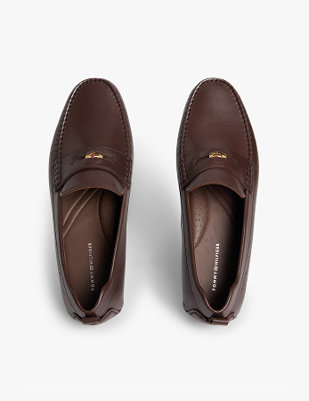 Mocassini driver in pelle con logo impresso