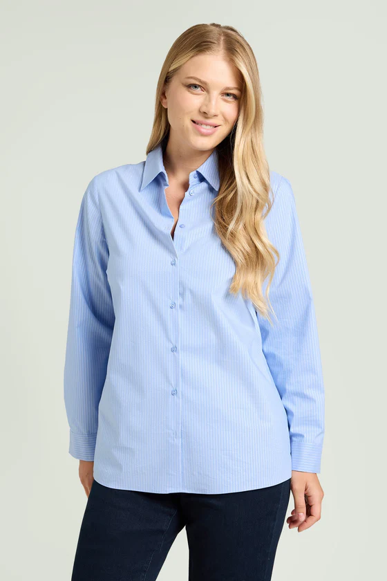 CAMICIA IN POPELINE CON RIGA LUREX