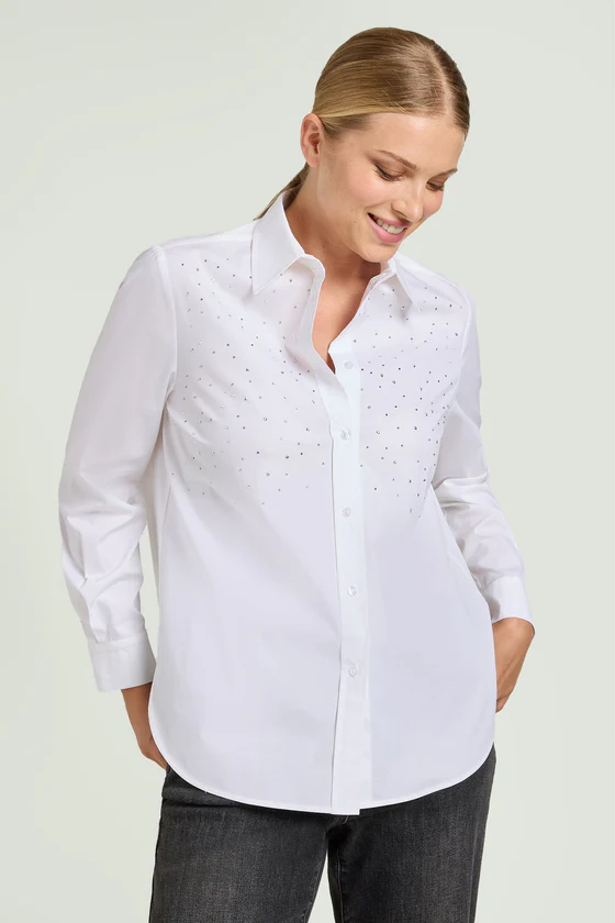 CAMICIA IN POPELINE RICAMATA