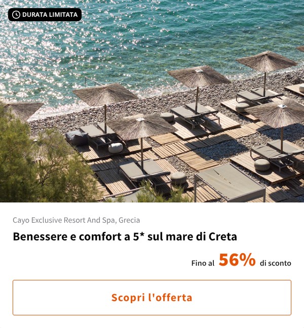 Benessere e comfort a 5* sul mare di Creta