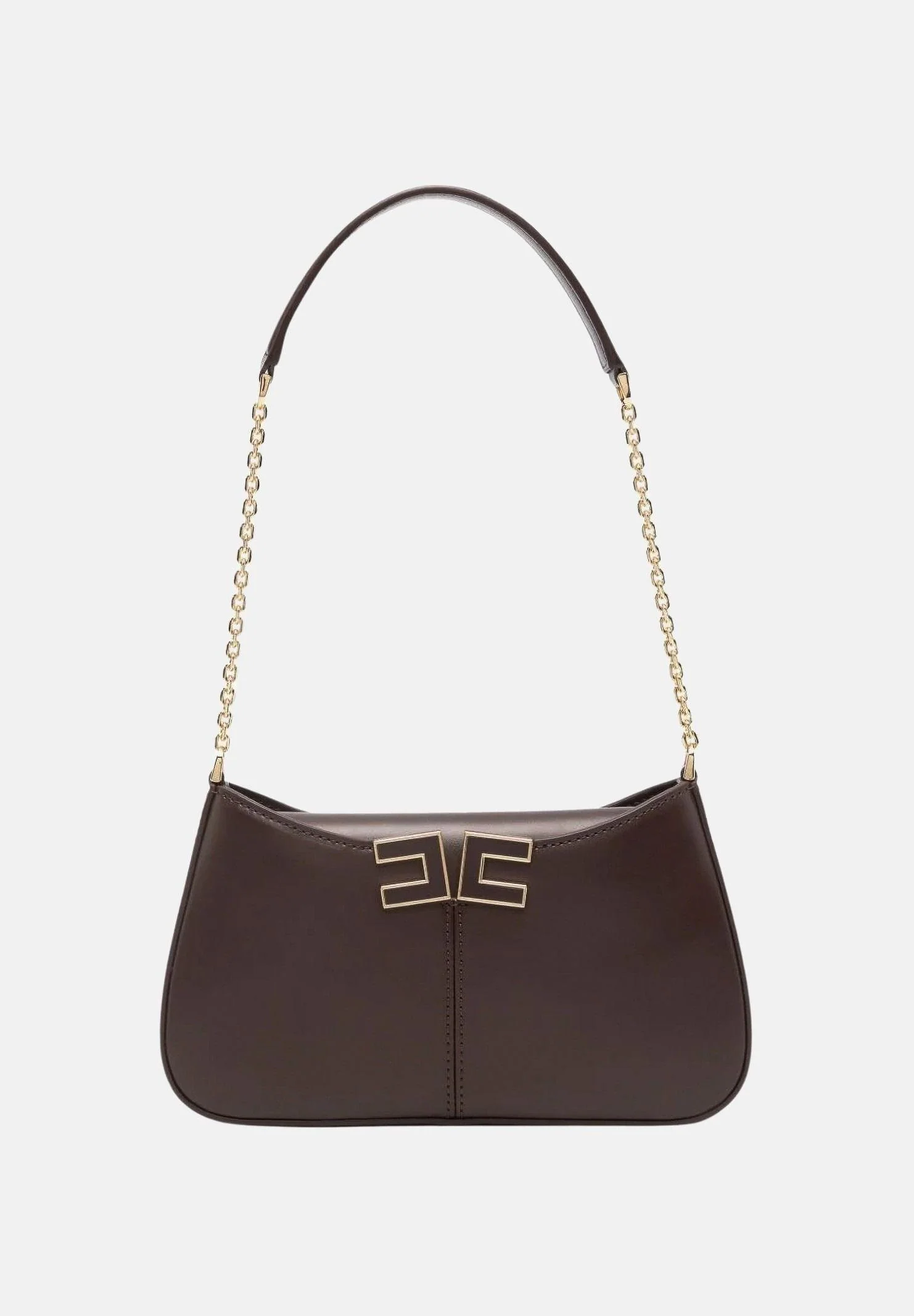 Image of ELISABETTA FRANCHI Borsa a spalla cacao da donna con dettaglio logo