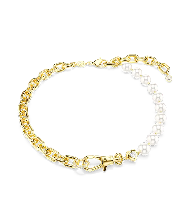 Bracciale Idyllia, Crystal Pearl, Bianco, Placcato color oro