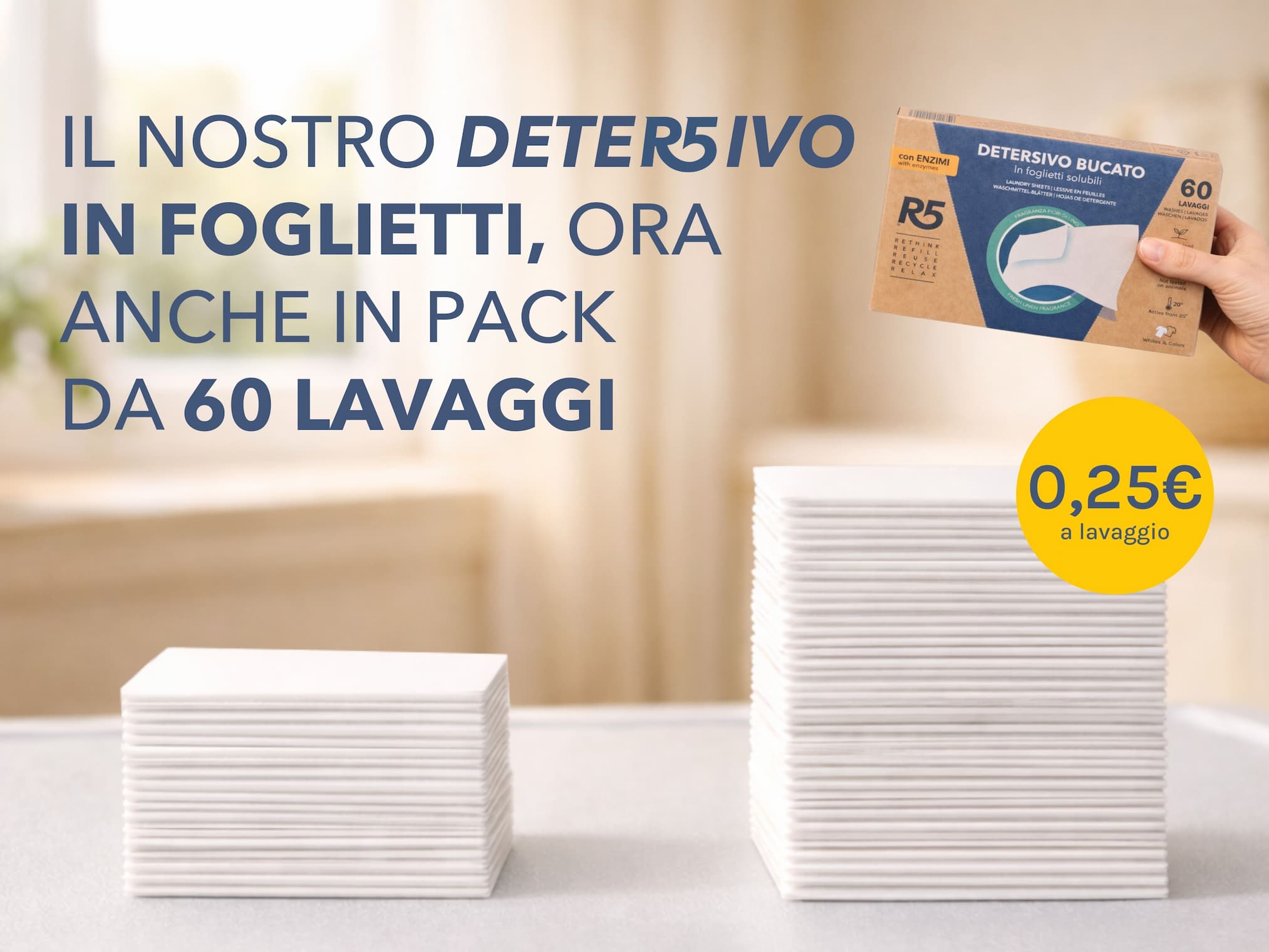 R5 Detersivo in foglietti 60 lavaggi