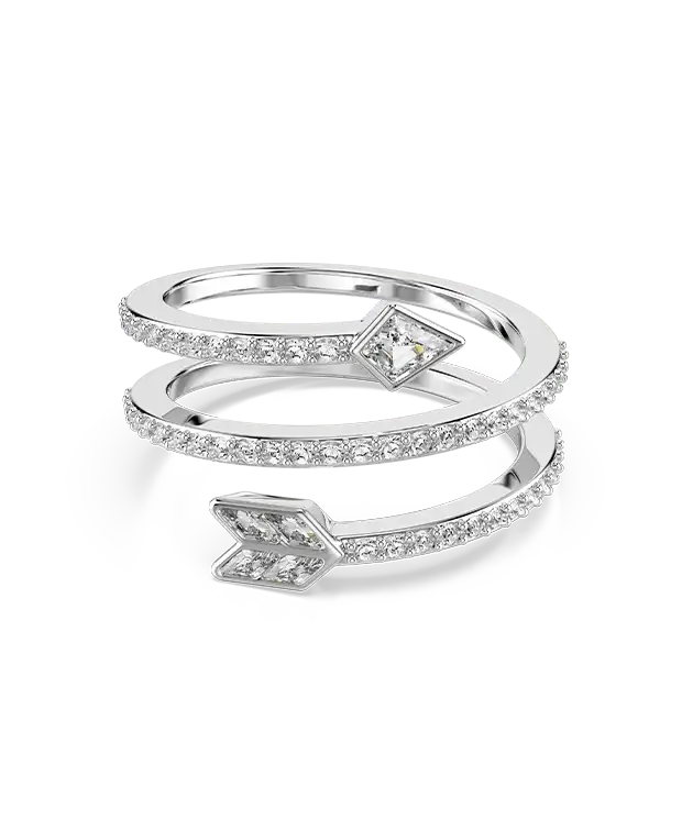 Anello con motivo Idyllia, Taglio misto, Freccia, Bianco, Placcato rodio