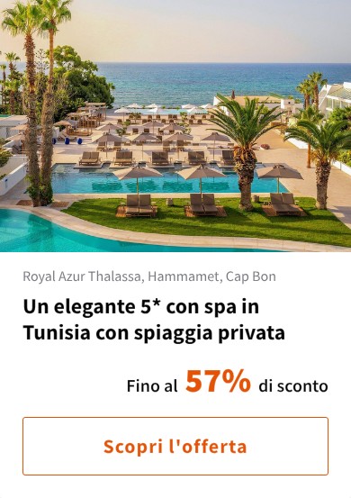 Un elegante 5* con spa in Tunisia con spiaggia privata