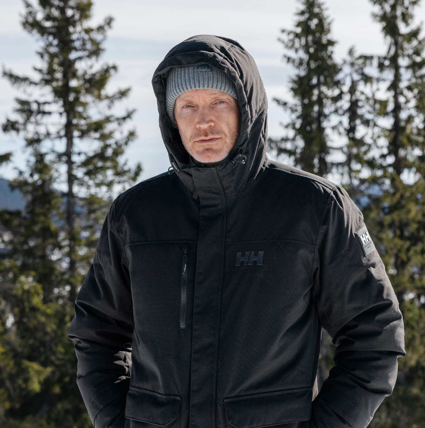 Man wearing a Helly Hansen parka