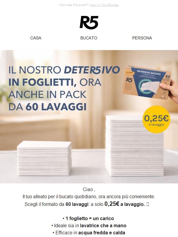 Risparmia il 15% di sconto sui Foglietti Bucato