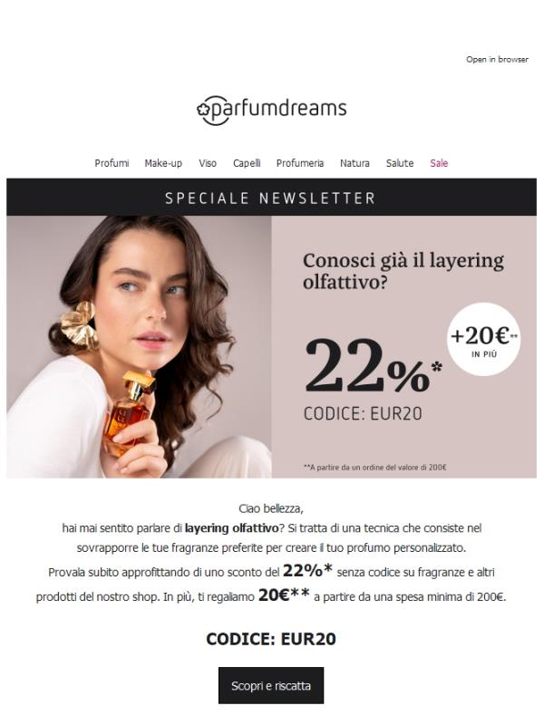 22% + 20€ su fragranze da sogno ☁️