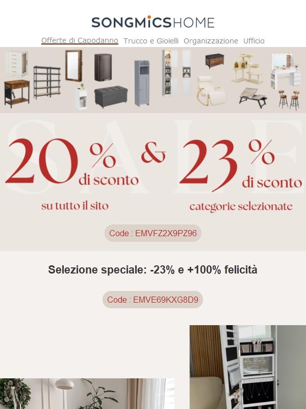 🎊Ciao,Ultima chiamata: -20% su tutto & -23% su selezioni speciali