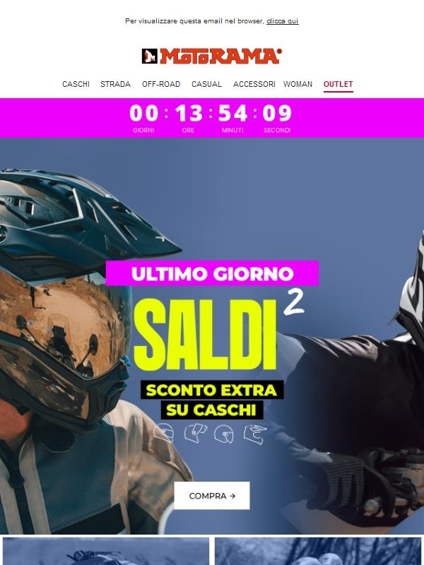 Ultimo giorno di SCONTO EXTRA sui caschi ⏰🔥