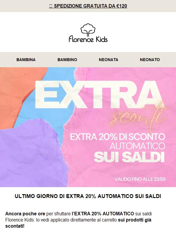 ⏳ Ultime ore: extra 20% automatico solo sui saldi!