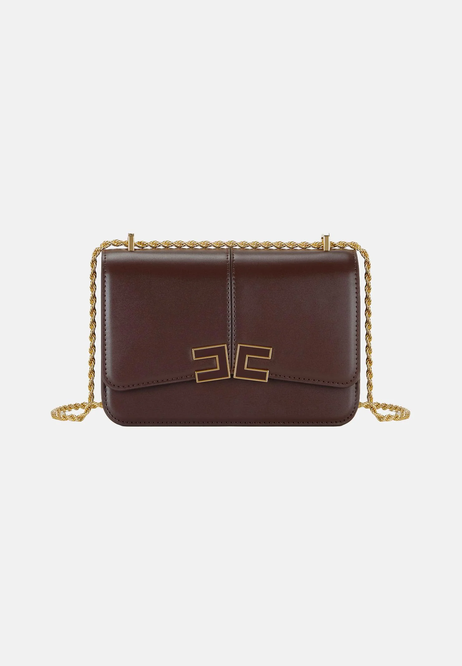 Image of ELISABETTA FRANCHI Borsa a tracolla cacao da donna con logo