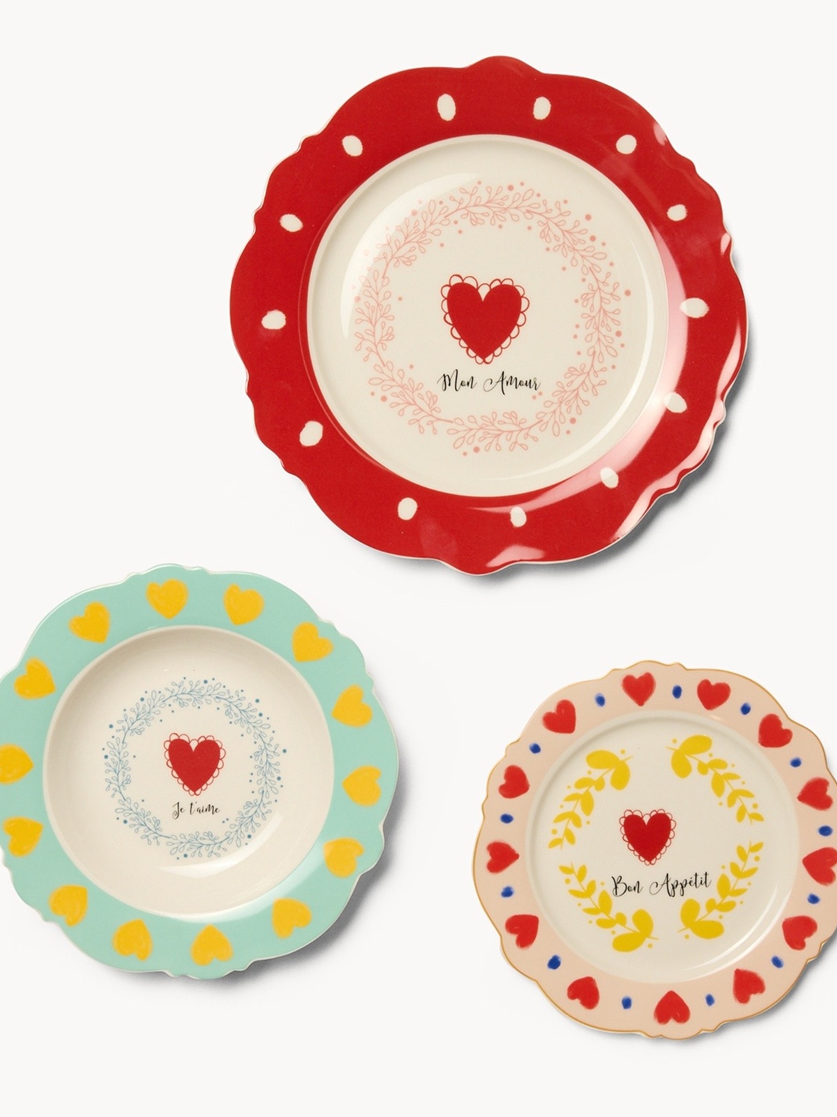 Set 18 piatti in new bone china Mon Amour