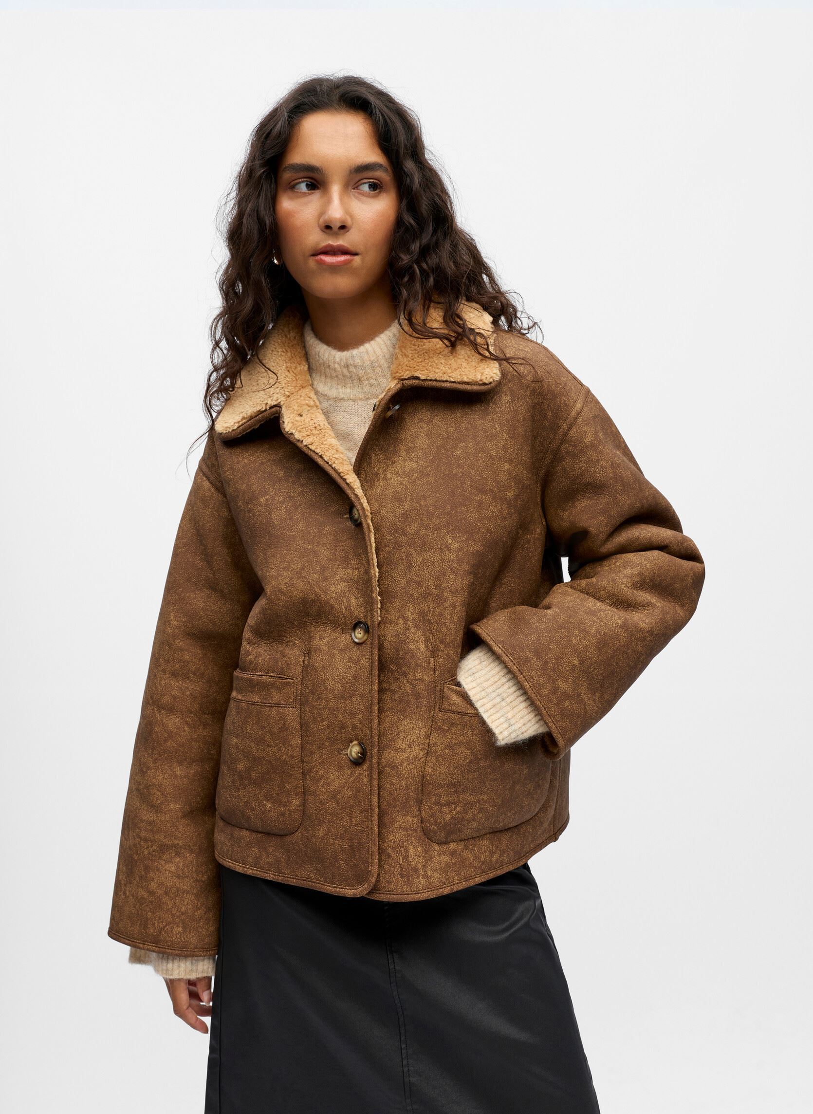 OBJECT Cappotti di pelle Objsharri Ls Lo Reversible Jacket 140 donne marrone