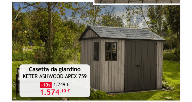 scopri il prodotto casetta da giardino keter ashwood apex 759
