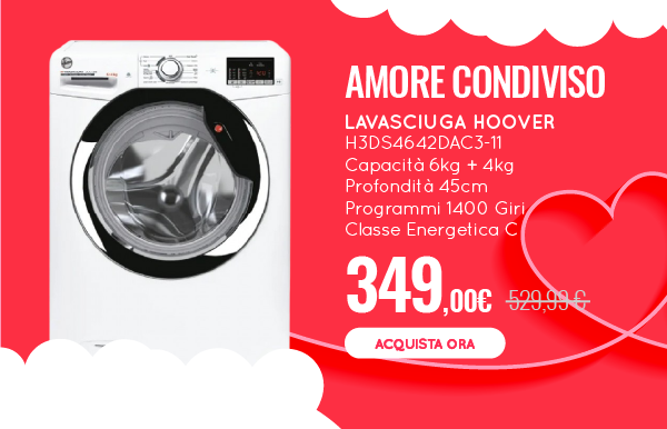 HOOVER Lavasciuga H3DS4642DAC3 Capacità 6 Kg + 4 Kg 1400 Giri Classe Energetica C