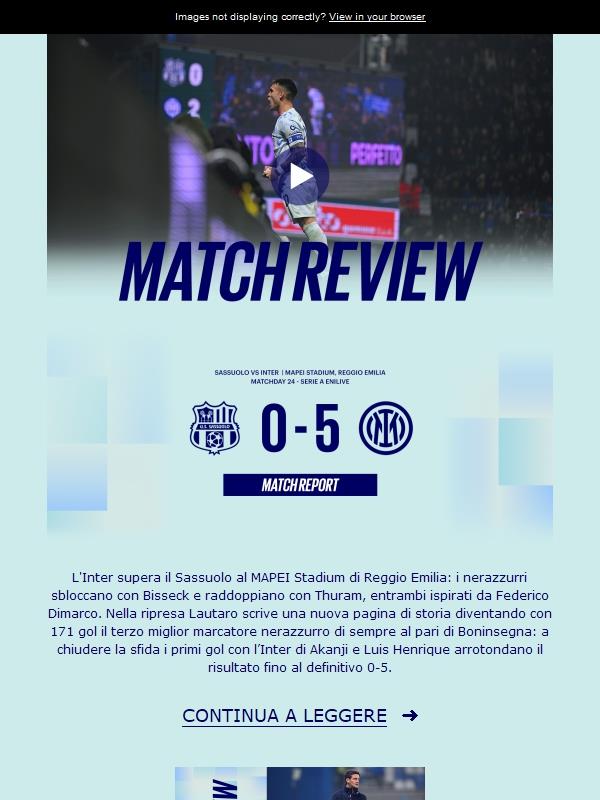 Match review, Sassuolo-Inter 0-5 | Show nerazzurro