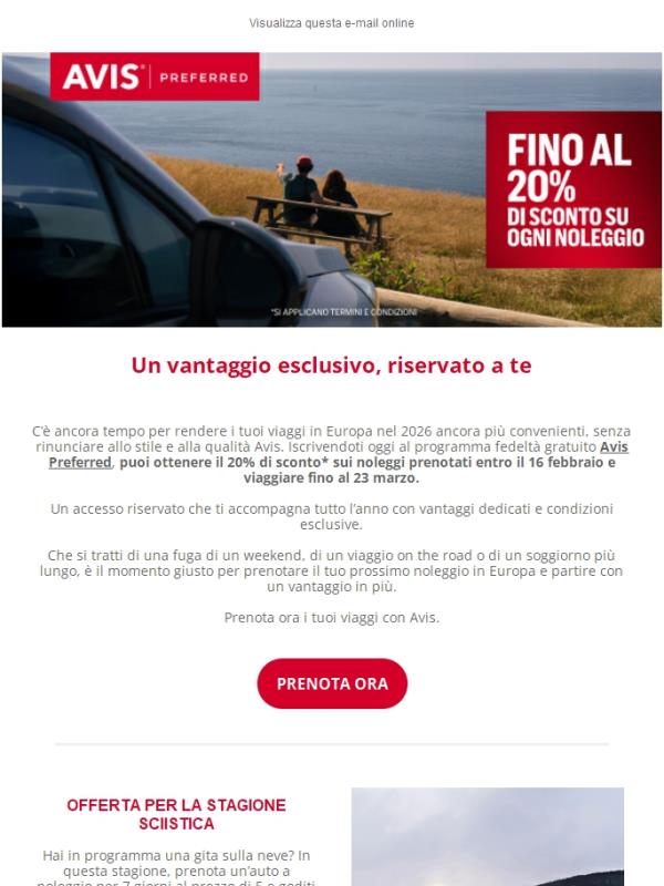 Sconti del 20% sui noleggi in Europa