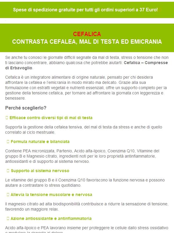 Addio Mal di Testa, con Cefalica di Erbavoglio 🌿