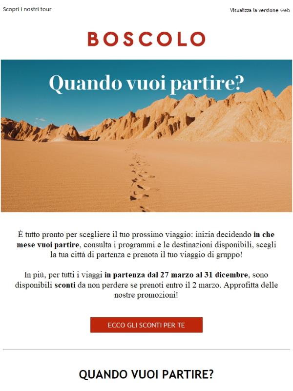 Scegli in che mese vuoi partire