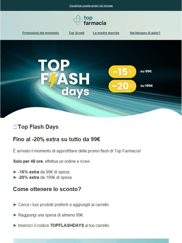 ⚡ Solo per 48 ore: fino  al -20% extra su tutto!